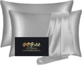 Mulberry Silk Pillowcase Set by Skiennix - Anti-Acne & Hair Care | King Size, Grey - 2 Pack