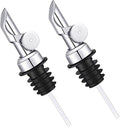 2 Pack Silvers Automatic Liquor Pour Spout Set, Stainless Steel Auto Flip Olive Oil Dispenser Spout, Bottle Pourers Home Bar Accessories for Wine, Oil, Syrup, Vinegar and Other Liquid Bottles