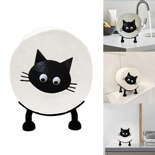 Cat Toilet Paper Holder - Funny Animal Paper Towel Holder for Bathroom Decor, Self Standing Unique 3D Printed with Durable Resin, 3pcs