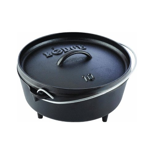 Lodge 4 Quart Pre-Seasoned Cast Iron Camp Dutch Oven with Lid - Dual Handles - Use in the Oven, on the Stove, on the Grill or over the Campfire - Black