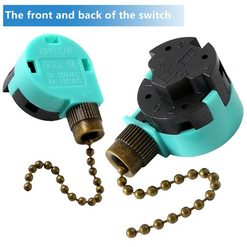 Zing Ear ZE-268S6 Switch Compatible with Hunter Ceiling Fan, 3 Speed 4 Wire Beaded Pull Chain Extension, Use for Ceiling Fans, Lamps and Wall Lights (Bronze Pull Chain)