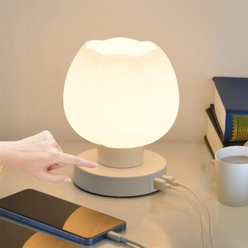 ECOESPTI Small Opal Glass Lampshade Replacement, Ideal for Table, Floor, Wall and Pendant Lights, White Modern Design with Milky Soft Glow(Flower)