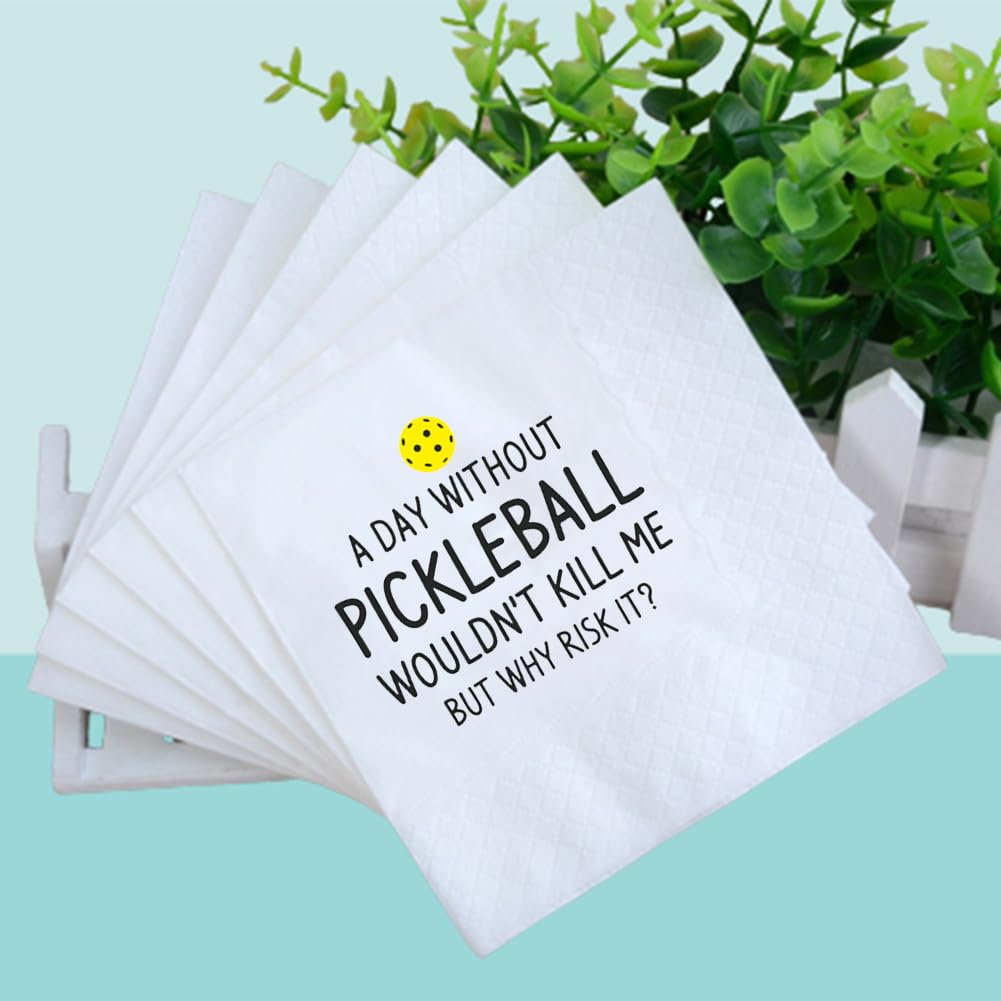 VOWFOO Funny Pickleball Quote Cocktail Napkins 50Pcs - 'It's A Pickleball Thing' Paper Disposable Napkins for Players & Parties - 5 x 5 Two-ply