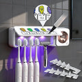 Bathroom Toothbrush Holder, Labelable with User Name, Multi-Slot Toothbrush Cleaner, Rechargeable Toothbrush Holder, Wall Mounted, for Bathroom, No Drilling Required, 5 Slots
