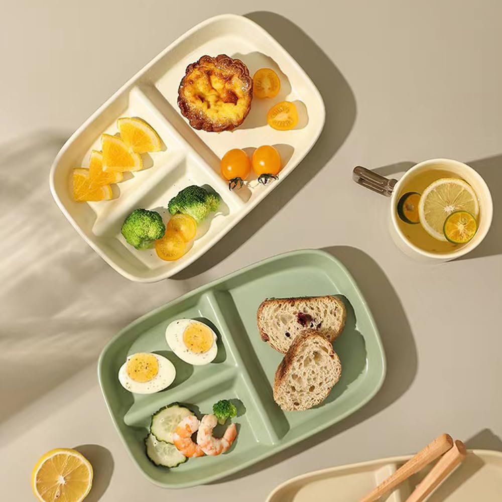 Unbreakable Divided Plates 10.5 Inch 4 PCS,Reusable Wheat Straw Plates，Portion Control Plate Adults, Microwave And Dishwasher Safe, Perfect For Dinner Dishes Kitchen Picnic Party (Classic Series)