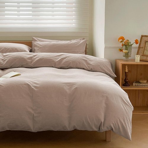 100% Washed Cotton Weighted Blanket Cover, Linen Feel Duvet Cover for Weighted Blanket 60"x80", Plain Simple Cotton Heavy Blanket Duvet Cover (Beige, 60"x80")