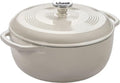 Lodge Enamel Cast Iron Dutch Oven - Ideal for Baking, Braising & Slow Cooking - 6 Quart - Oyster White
