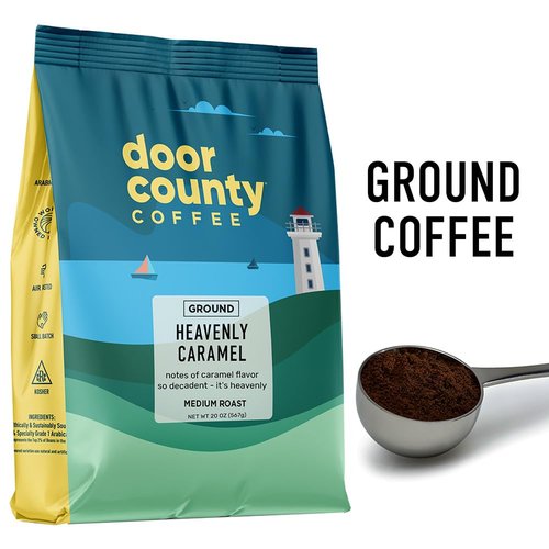 Door County Coffee - Heavenly Caramel Flavored Coffee - Sweet & Buttery Medium Roast - 20 oz Bag