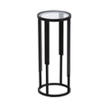 Kate and Laurel Ravalli Modern Drink Table, 9 x 9 x 20, Black and Clear Glass, Unique Round Tempered Glass Accent Pedestal Table for Use as Indoor Plant Stand