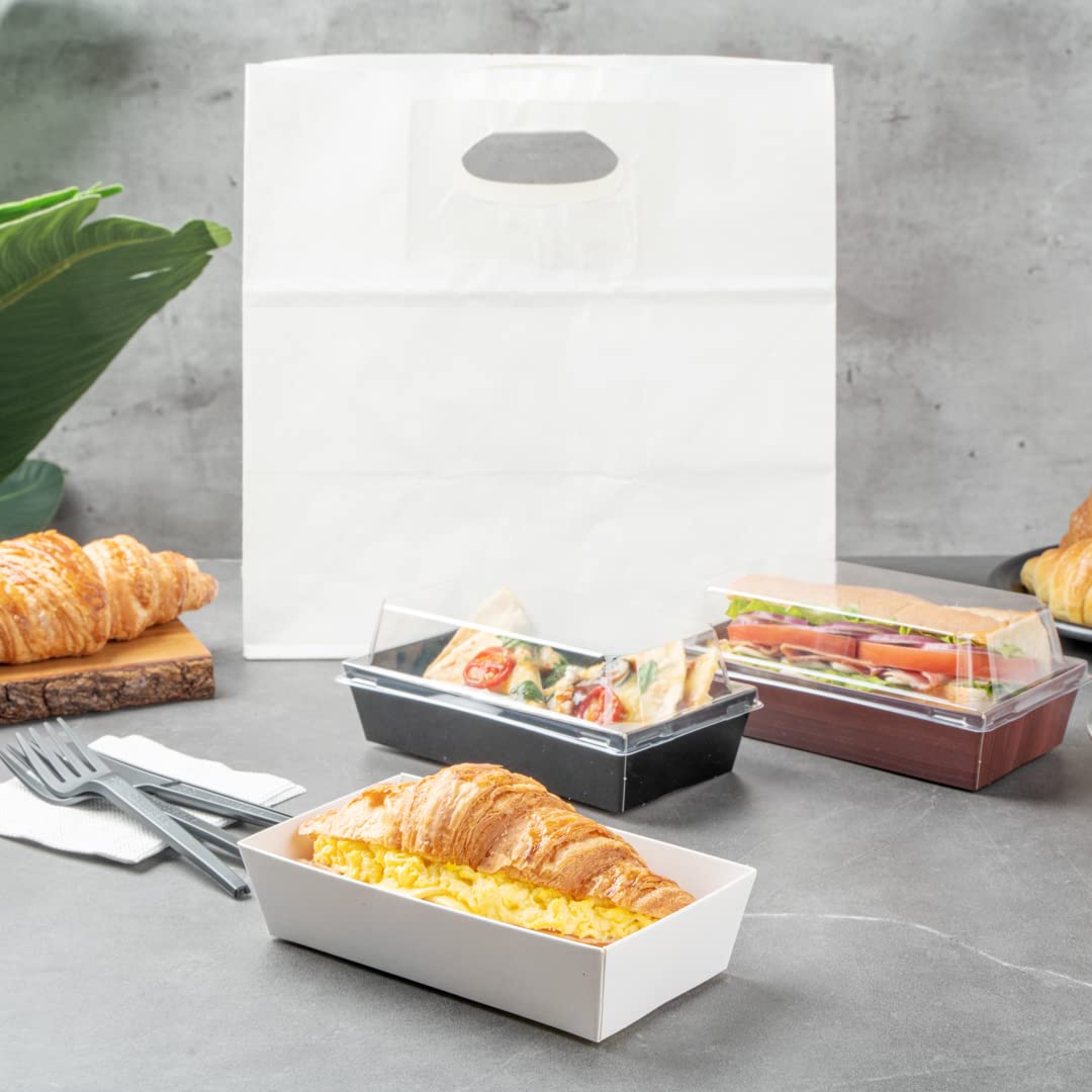 Restaurantware Matsuri Vision 5 x 4.4 x 1.4 Inch Sushi Trays 100 Greaseproof Sushi Packaging Boxes - Lids Sold Separately Disposable White Paper Sushi Containers For Appetizers Or Desserts