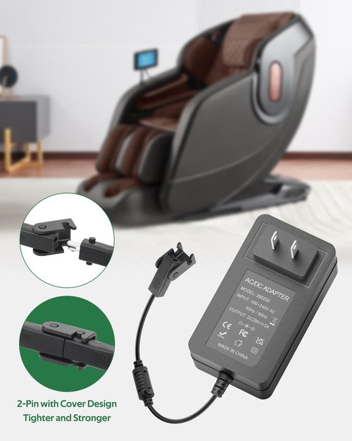 Recliner Power Supply, 29V, 2A, Replacement Recliner Power Cord, Universal 2 Pin Electric Recliner Power Cord for Recliner Chair Adjustable Bed Base Reclining Sofa Couch Standing Desk Furnitures