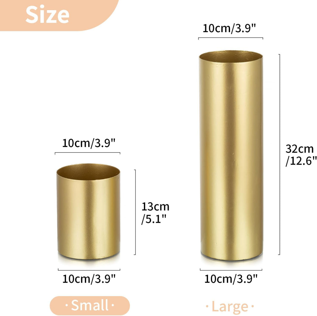 NUPTIO Gold Flower Vases - Elegant 5.1-Inch Metal Centerpieces for Wedding Table Decorations | Set of 6
