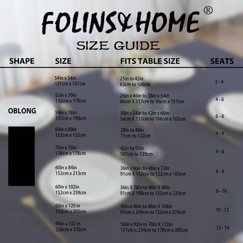 FOLINS&HOME Navy Blue Square Tablecloth - Wrinkle-Free, Waterproof Polyester | Heavy-Duty, Washable 54 x 54 Inch