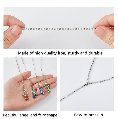 DICOSMETIC 10Pcs Angel Wing Faceted Glass Ceiling Fan Pull Chain Extension 13.6 Inch Crystal Light Pull Chain Adjustable Decorative Extension Connector Hanging Ornaments for Lighting Lamp Home Decor