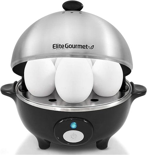 Elite Gourmet EGC-508 Rapid Egg Cooker - 7 Egg Capacity, Auto Shut-Off, Stainless Steel Design