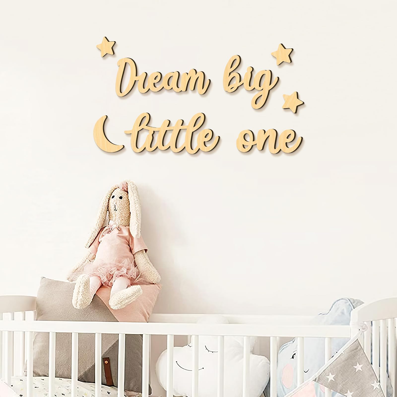 Xylolfsty Dream Big Little One Wall Decor Baby Room Decor Boho Moon Stars Wooden Sign Decoration Boys Girls Bedrooms Hang On Wall Art for Home Farmhouse Living Playroom 8PCS