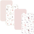 4 Pack Bedside Bassinet Sheets - 33"x20" Bassinet Sheets for Baby Delight, Angelbliss, Maxi-COSI & Most Regular Size Bedside Sleeper | Ultra Soft & Skin Friendly Bassinet Fitted Sheet for Girls