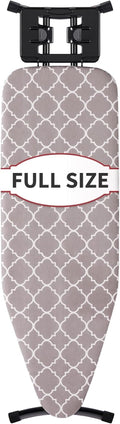 Full Size Ironing Board - 57” L x 15” W | Sturdy & Adjustable with Heat Resistant Cover - Black Gray