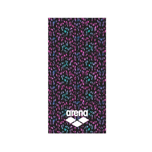ARENA Monogram Large Soft Organic 100% Cotton Towel, 280g Heavy Cotton Pool Beach Sports Towel, Quick Dry and Absorbent, 63 x 31.5 Inches, Black/Multi