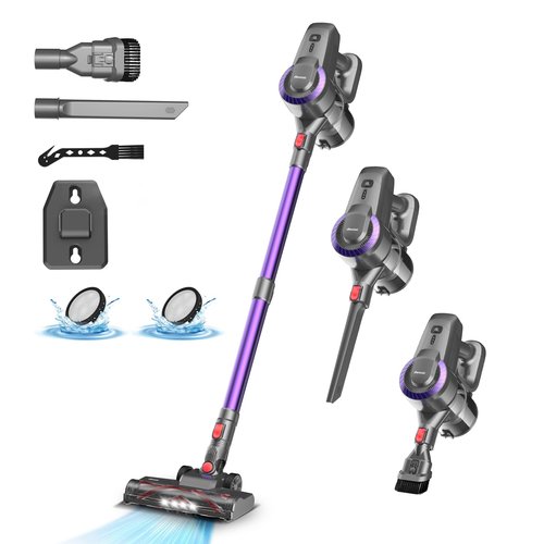 DEVOAC Cordless Vacuum Cleaner, Ultra-Lightweight Stick Vacuum, 2200mAh Battery Up to 40mins Runtime, 6 in 1 Powerful Handheld Vacuum for Home Hard Floor Carpet Pet Hair (Purple)