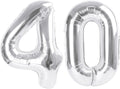 Skiennix 40 Inch Silver Number Balloon - Glamorous 40th Birthday Party Decoration for Men & Women