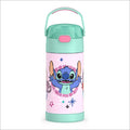 THERMOS FUNTAINER Water Bottle - 12 Ounce Kids Stainless Steel Vacuum Insulated with Straw - Stitch Design