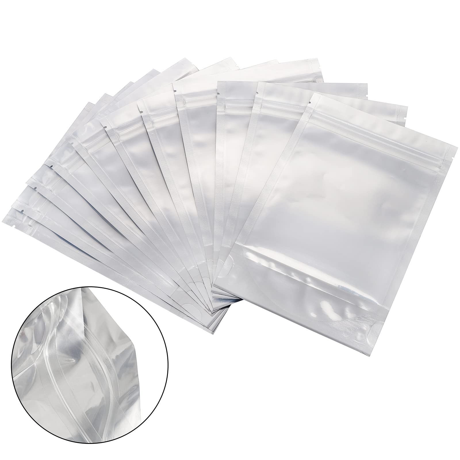 Kingrol 150 Pack 5 x 7.8 Inch Aluminium Foil Stand Up Food Pouches Bags with Resealable Lock Seal Zipper, Heat Sealable Packaging Bags for Jewelry, Screw, Food Storage