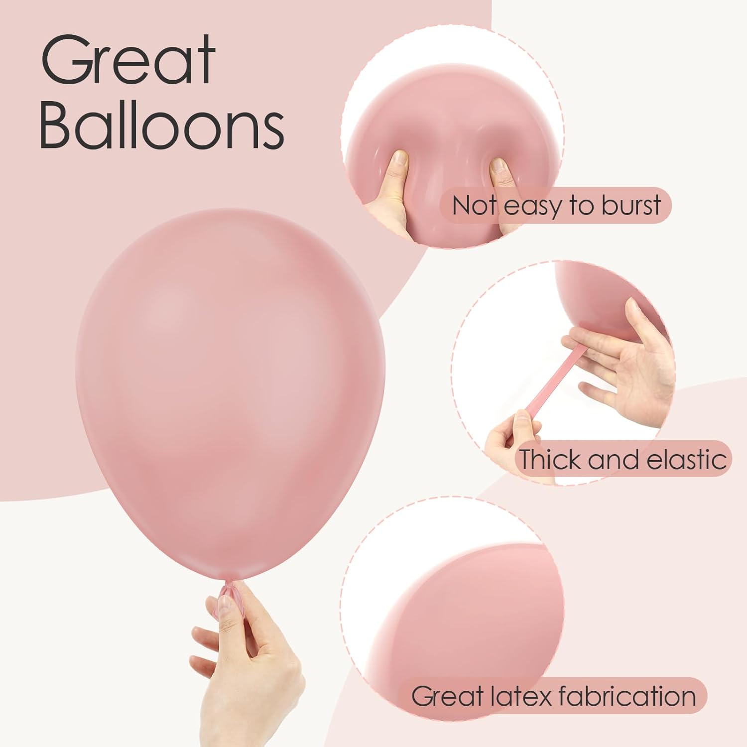 Skiennix Dusty Pink Balloons - 120-Piece Set in 5-18 Inch Sizes | Perfect for Weddings, Gender Reveals & Parties