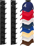 Skiennix Hat Organizer - Strong Adhesive Wall Rack for 18 Baseball Caps | Multi-Layer Storage - Black