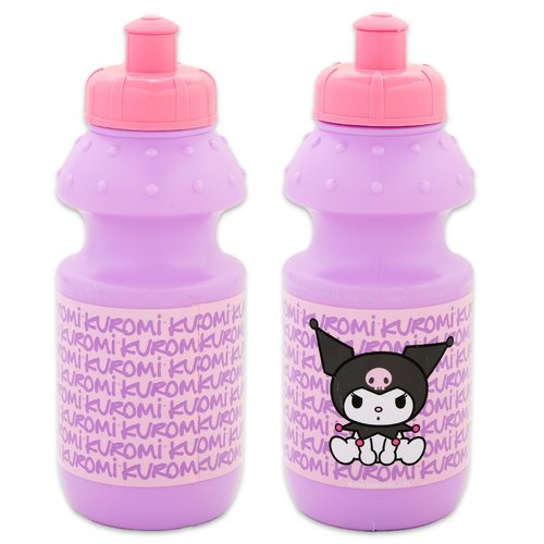 SANRIO Kuromi Kids 11.8 Oz Reusable Water Bottles Party Favor 12 Piece Bundle with 11.8 Oz Bottles with Pull Top Lid Plus Stickers, More for Girls | Bulk Kuromi Water Cups