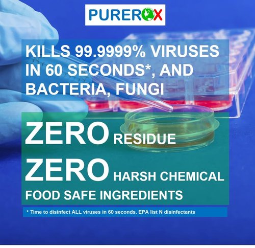 PUREROX disinfectant (3.4oz, 2pk) TSA Approved travel size. Eliminate 99.9999% viruses Norovirus, MRSA, Fungus, Bacteria. Hospital Grade. Safe for Use Anywhere. No residue. Suitable for All Surfaces.