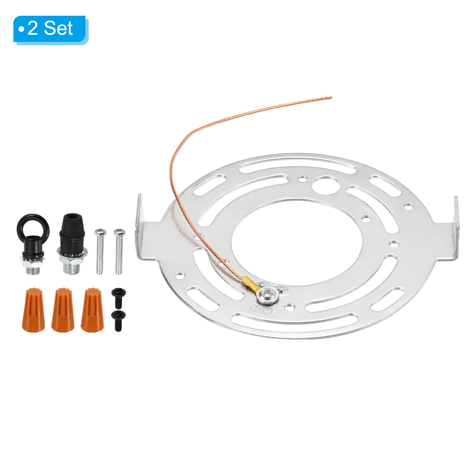 PATIKIL 115mm Round Ceiling Light Plate Kit, 2 Set Light Fixture Mounting Bracket Plate Steel Crossbar Hardware for Pendant Lamp Chandelier