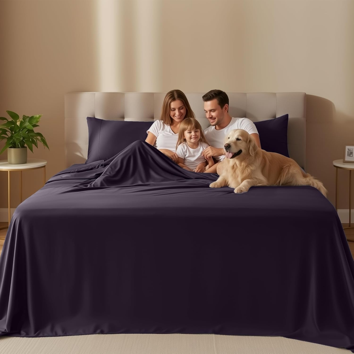 Utopia Bedding King Bed Sheets Set - 4-Piece Brushed Microfiber - Fade & Shrink Resistant | Easy Care (King, Purple)