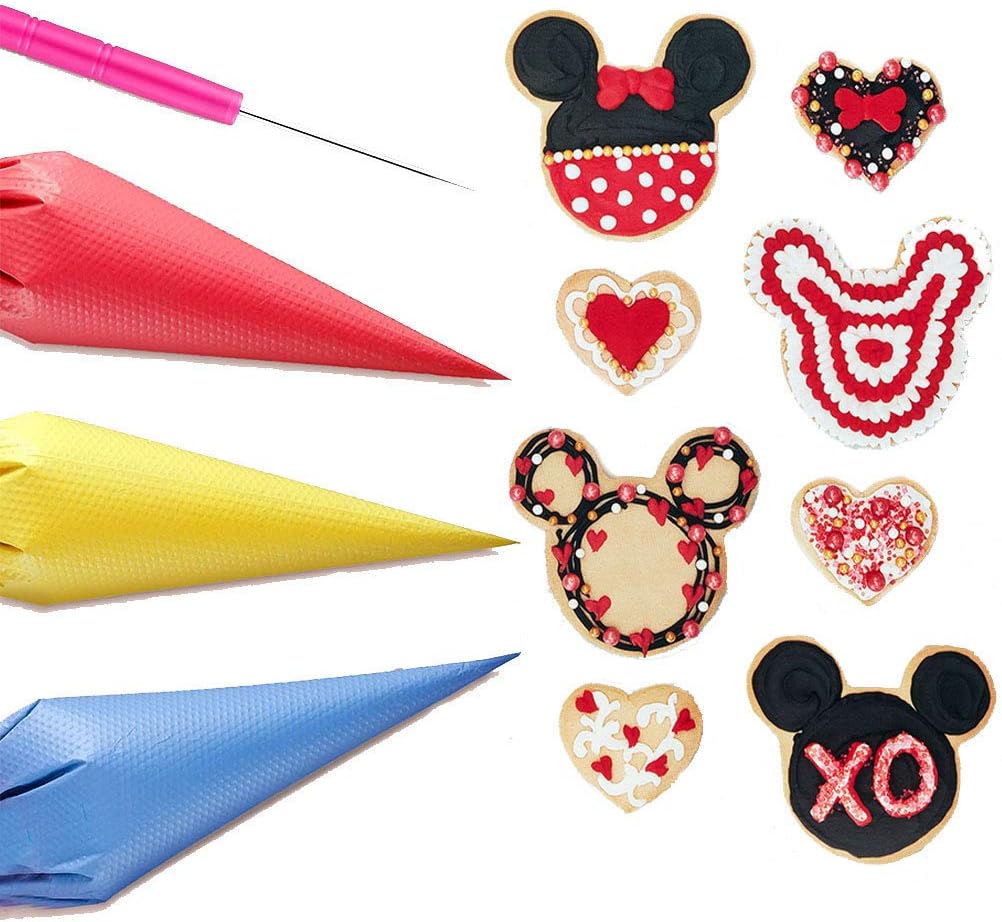 Tipless Piping Bags - 122-Piece Set with 100 Disposable Pastry Bags for Icing & Cookie Decorating | Includes Ties, Clips & Scriber Needle - Perfect for Cake Decorating (10 Inch)