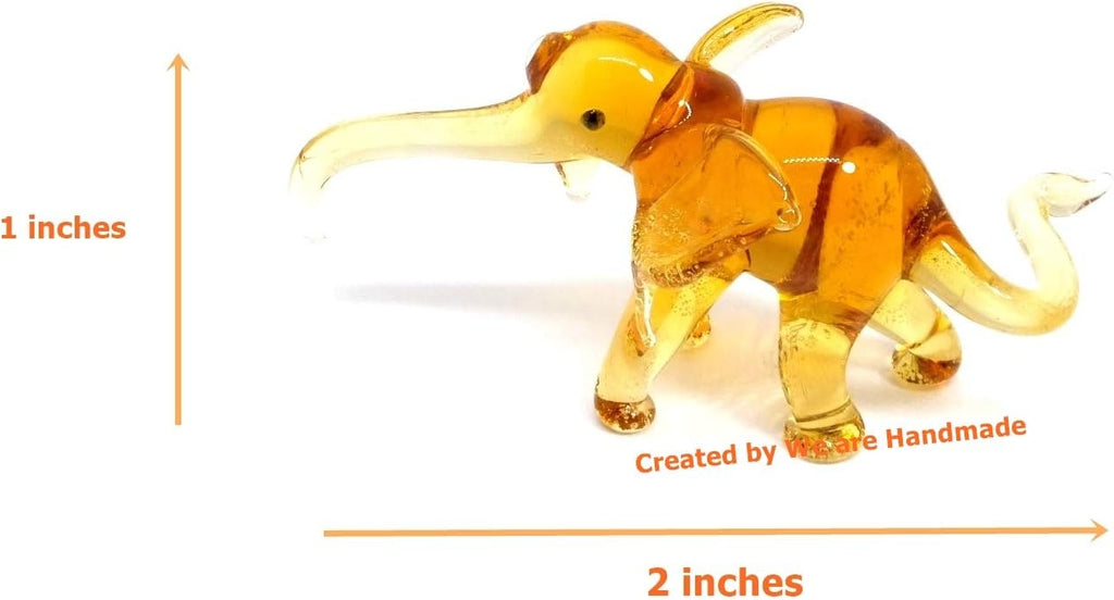 Skiennix Handmade Mini Elephant Family Figurines - Blown Glass Art, Multicolor Jungle Collectibles, 2" Size