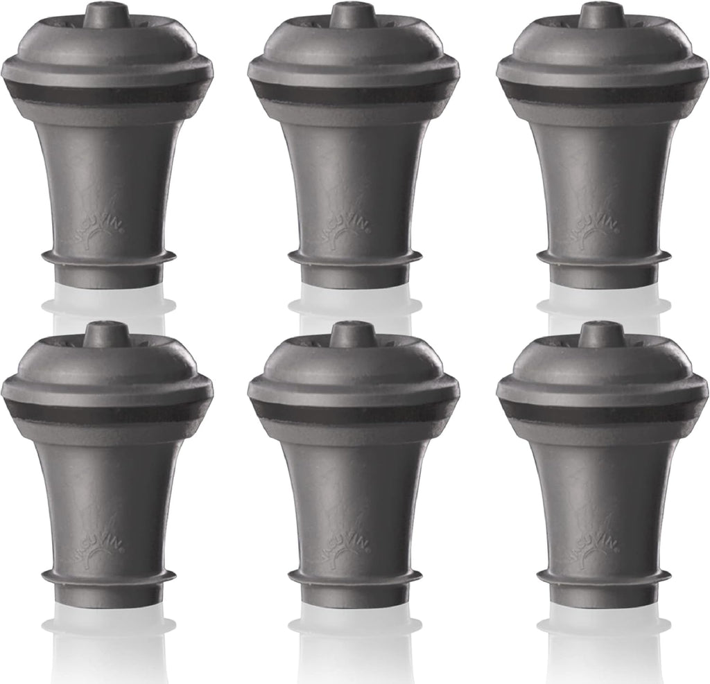 Vacu Vin Wine Saver Vacuum Stoppers – Set of 6 – Gray – Airtight Seal for Opened Bottles – Preserves Wine Freshness Up to 10 Days – Reusable & Dishwasher Safe – For Wine Saver Pump