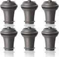 Vacu Vin Wine Saver Vacuum Stoppers – Set of 6 – Gray – Airtight Seal for Opened Bottles – Preserves Wine Freshness Up to 10 Days – Reusable & Dishwasher Safe – For Wine Saver Pump