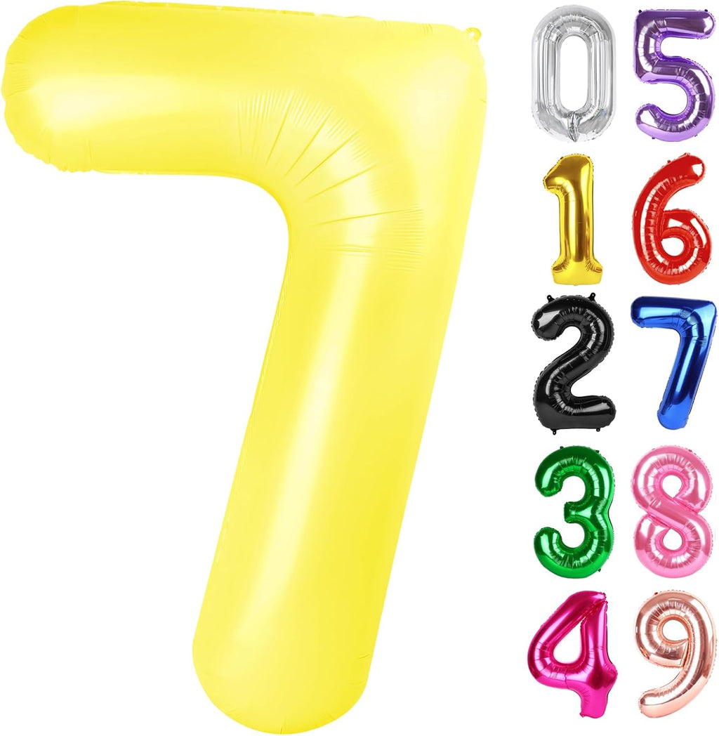 Number 7 Balloon by Yellow - 40 Inch Giant Foil Balloon for 7th Birthday Party Decorations