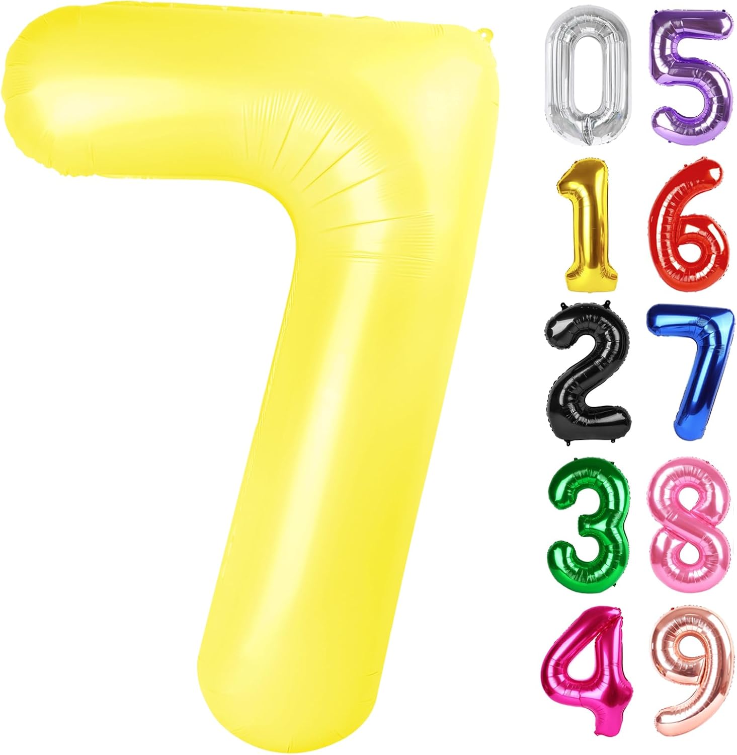 Number 7 Balloon by Yellow - 40 Inch Giant Foil Balloon for 7th Birthday Party Decorations
