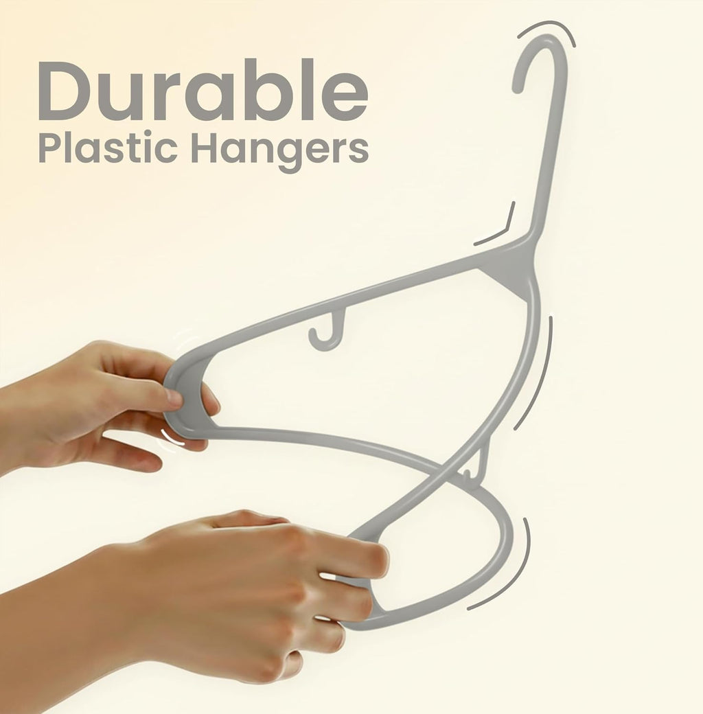Utopia Home Plastic Hangers 20 Pack - Durable Space-Saving Closet Organizers - Ideal for Shirts, Pants, Skirts & Coats (Grey)