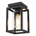 Baocuz Semi Flush Mount Ceiling Light Fixture, Black Metal Frame Porch Ceiling Light Fixture with Clear Glass Shade and E26 Ceramic Base, Farmhouse Light Fixtures for Kitchen Entryway Foyer