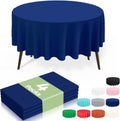 Misaya 84" Round Waterproof Disposable Plastic Tablecloths - 4 Packs of Sturdy, Leakproof Covers for Parties & Picnics | Navy