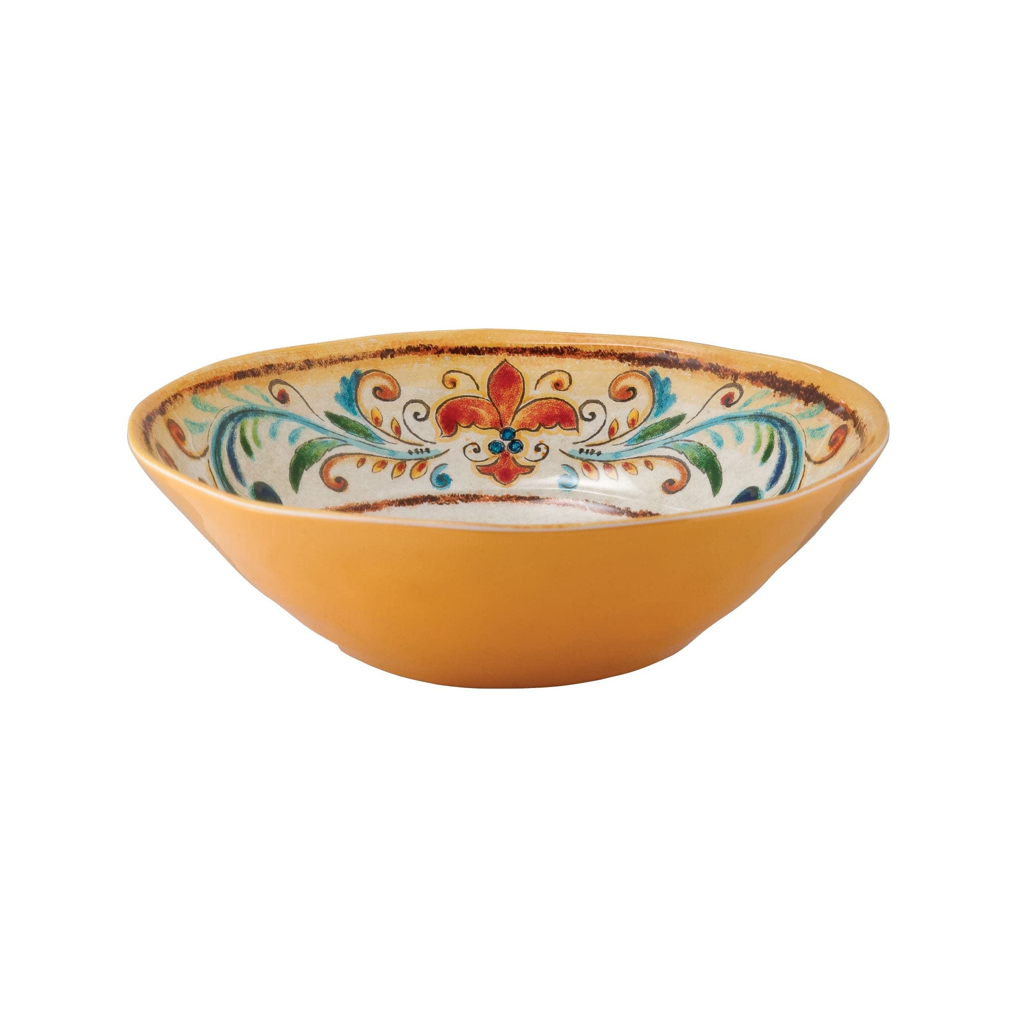 UPware Tuscany Melamine Bowl Set, Round Bowls for Pasta, Rice, Soup, and Salad, BPA-Free, Dishwasher Safe, Shatter-Proof, Yellow, 8 Inch, Set of 6
