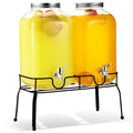 FillTouch 2 Pcs 2 Gallon Plastic Beverage Dispensers with Stand Large Clear Drink Containers for Parties with Spigot Lid for Weddings Countertop Summer Party Bar Picnics Water Ice Tea Lemonade Juice