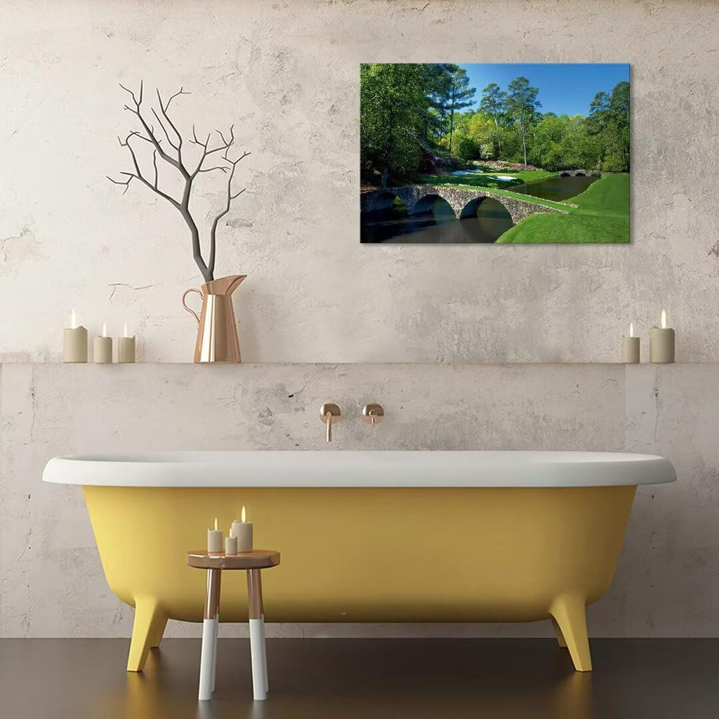 chenchenArt Augusta National Golf Course Wall Art - Augusta Golf Course 12th Hole Wall Art for Living Room Bedroom Bathroom Home Decorations Golf Art Canvas Prints Framed Ready to Hang(24''H x 36''W)