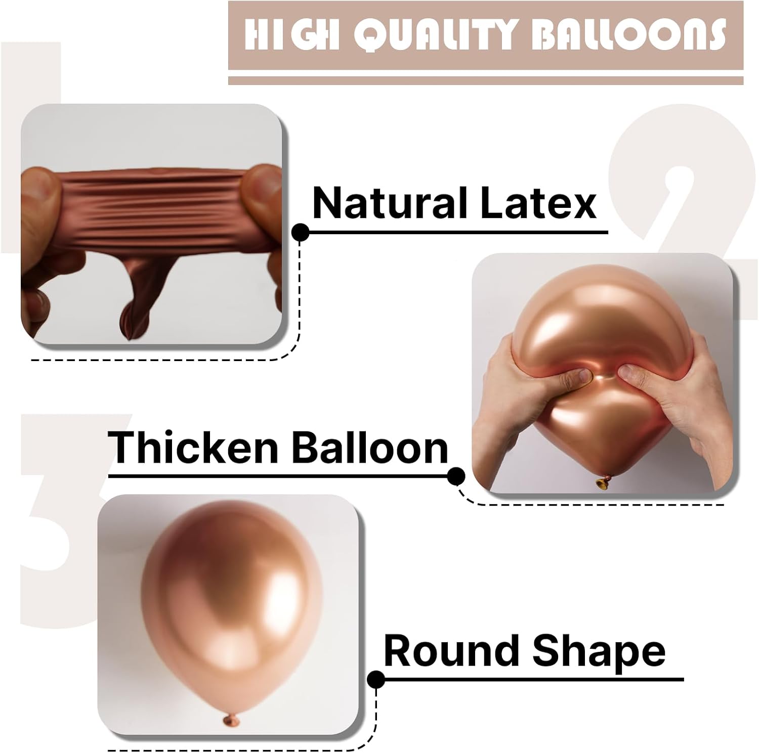 PartyWoo Metallic Rose Gold Balloons - 140pcs Chrome Champagne Gold Set | Various Sizes for Birthday & Anniversary Decor