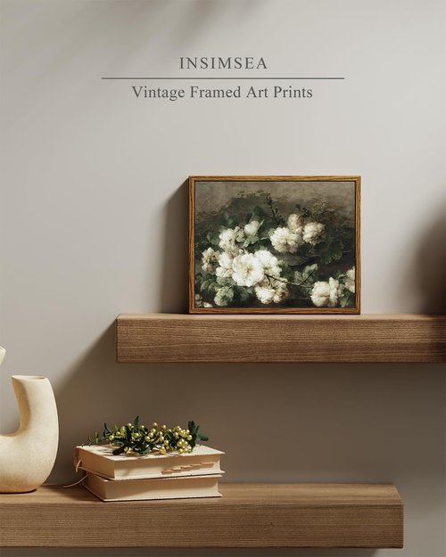 InSimSea Framed Canvas Wall Art - Vintage Floral Decor for Bedroom & Office | 8"x10" Aesthetic Prints