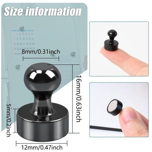 22 Pack Fridge Magnets, Black Strong Magnets for Whiteboard, Push Pin Magnets Refrigerator Magnets Small Strong Neodymium Magnet for Office, Classroom, Kitchen, Home