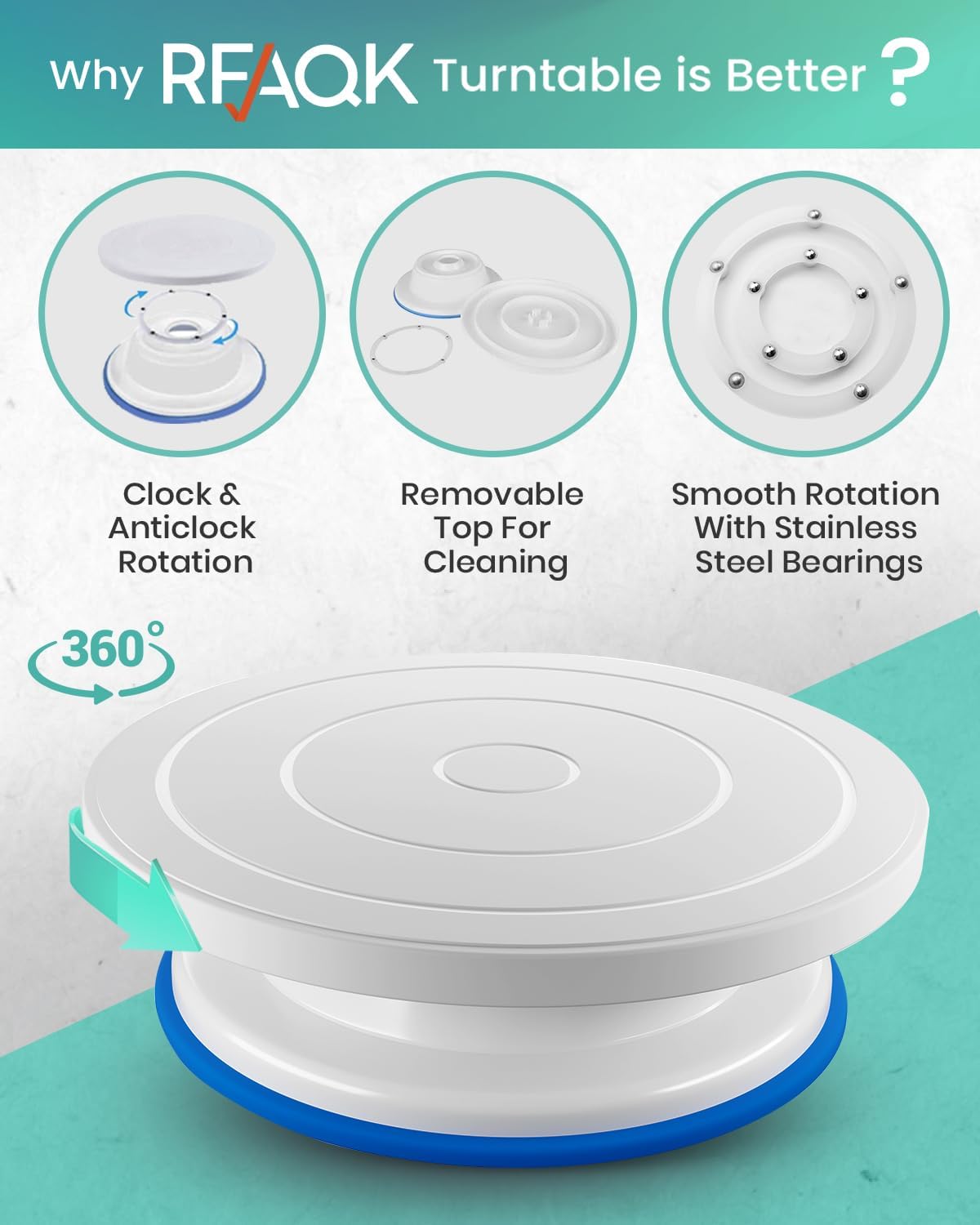 RFAQK 90-Piece Cake Decorating Kit - Complete Baking Supplies Gift with Turntable, Icing Tips & More