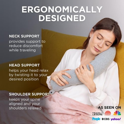 Dot&Dot Twist Memory Foam Travel Pillow - Adjustable Neck Support for Airplanes | Comfortable Travel Pillow